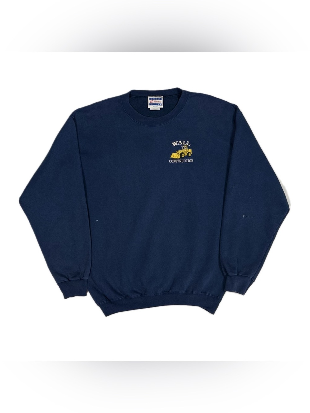 Vtg Hanes Ult Cotton Navy Bulldozer Construction Crewneck Sweatshirt Men Medium
